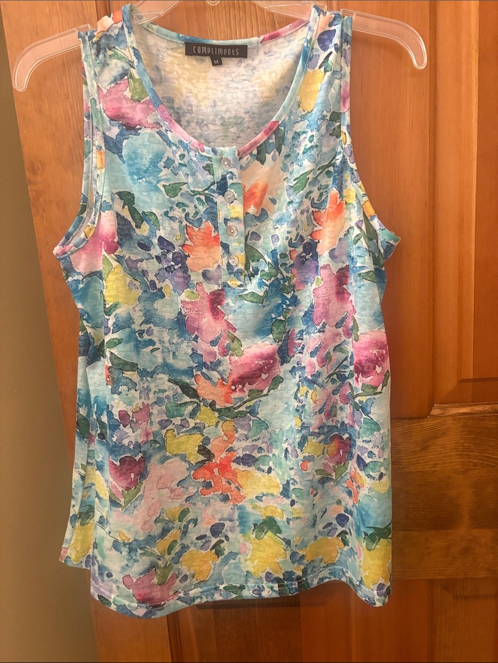 Compliments Floral Watercolor Sleeveless Tank - Multi Color